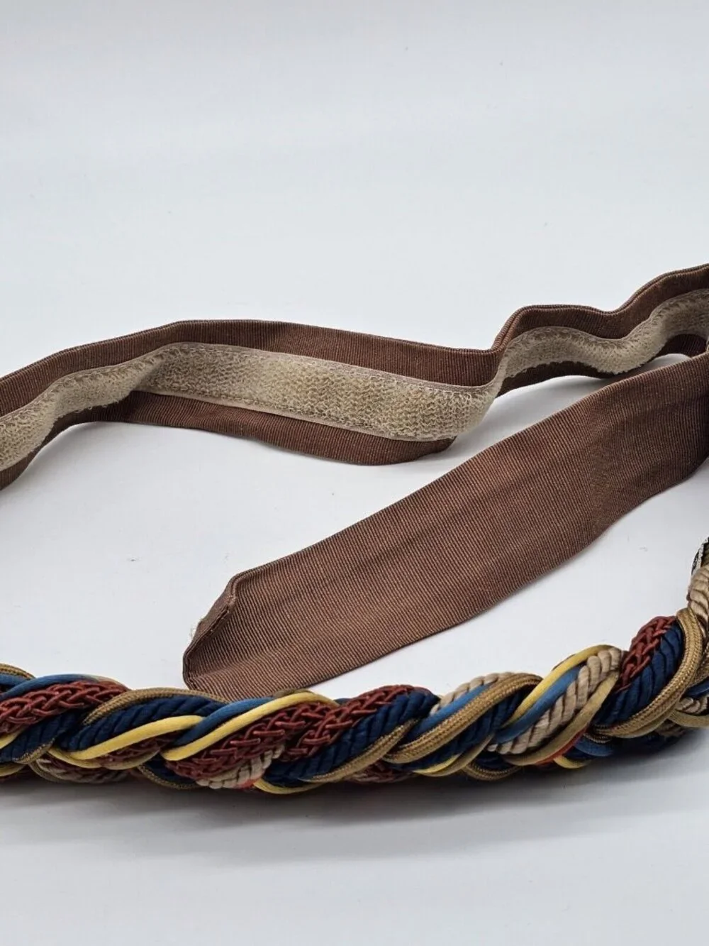 Carolyn Tanner Designs Inc Belt Brown Gold Braided Adjustable 80s Statement Belt